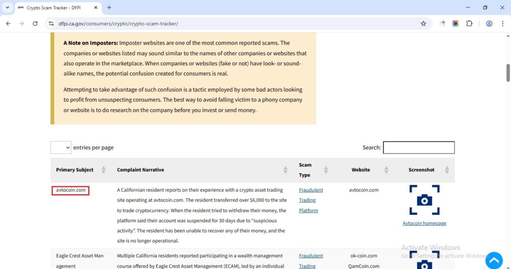 Avtocoin.com Flagged After California Resident Reports Loss of Funds
