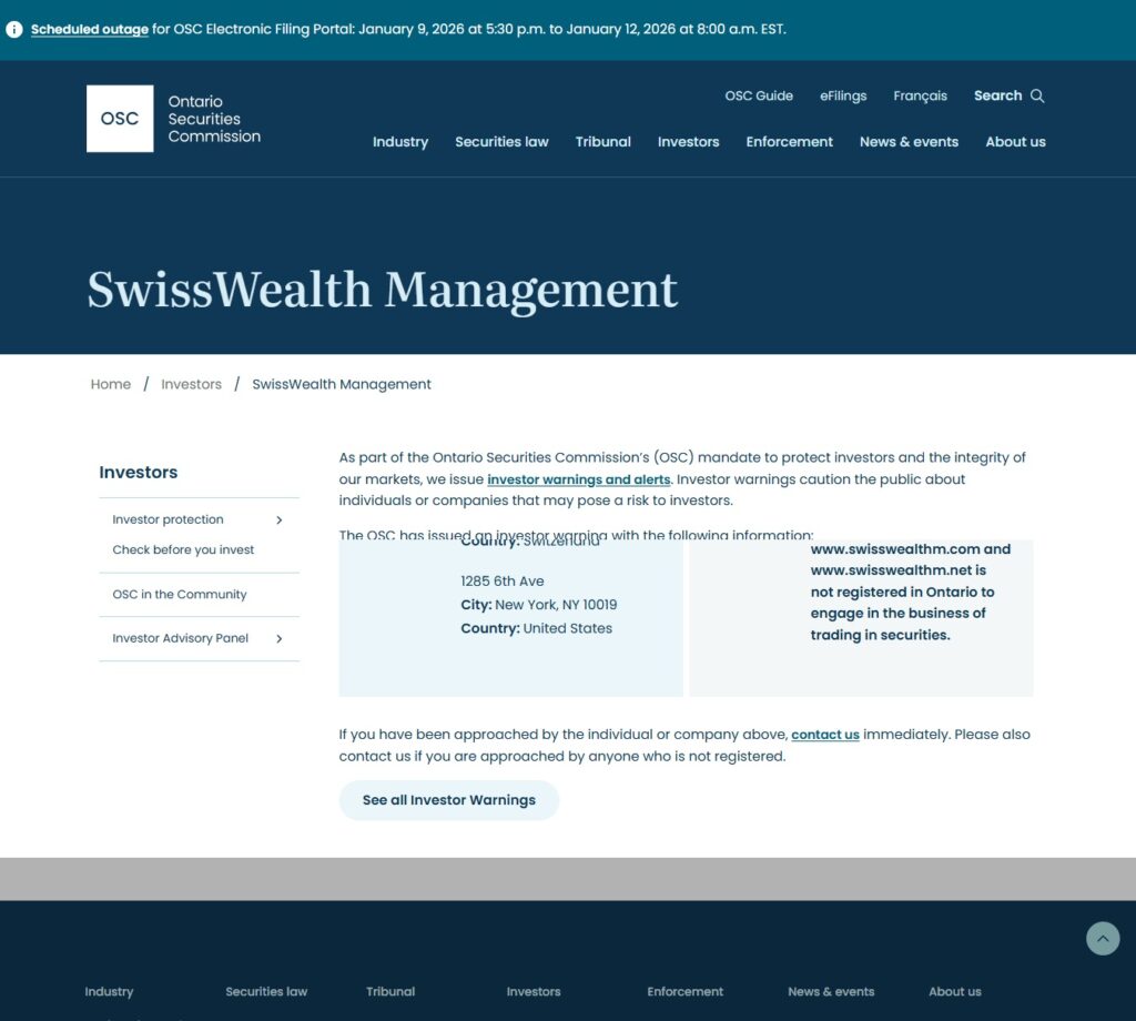 SwissWealth-Management-OSC-Warning