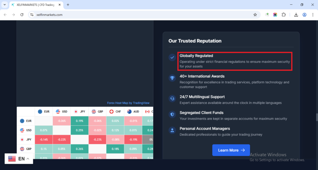 XelfinMarkets Claims to Globally Regulated according to it's website.