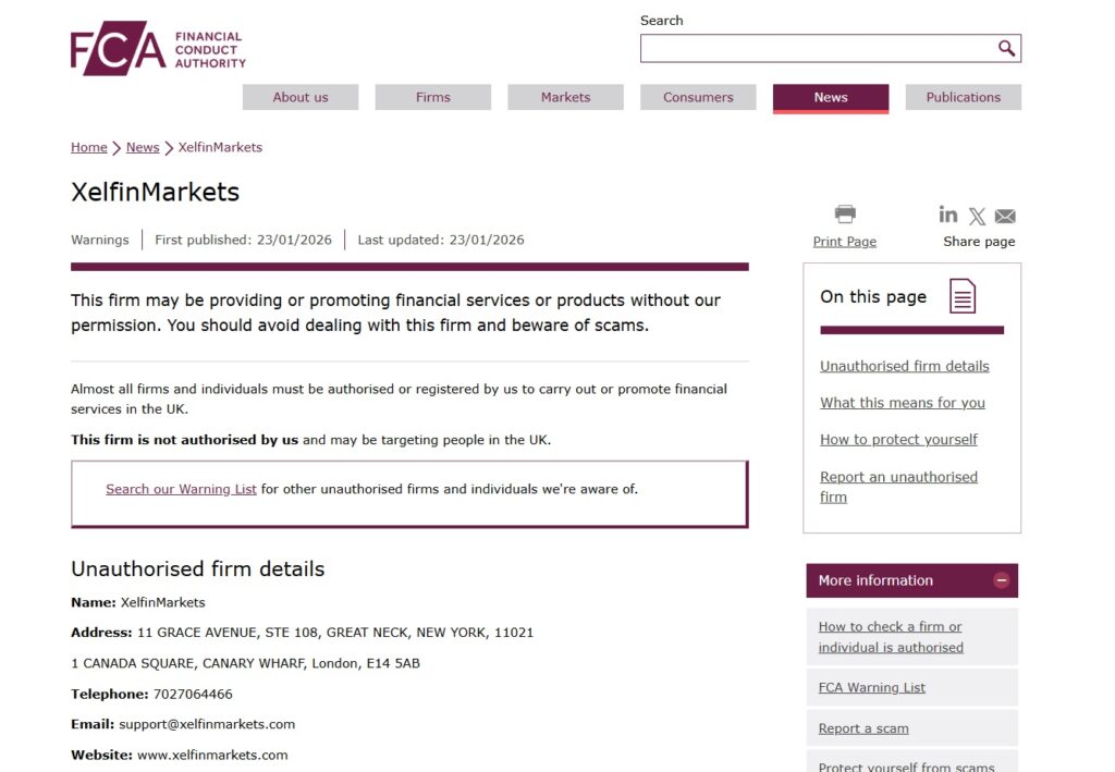 XelfinMarkets-FCA-warning