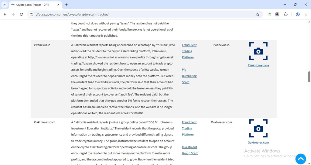 rwanexus.io warned by The California Department of Financial Protection and Innovation (DFPI)