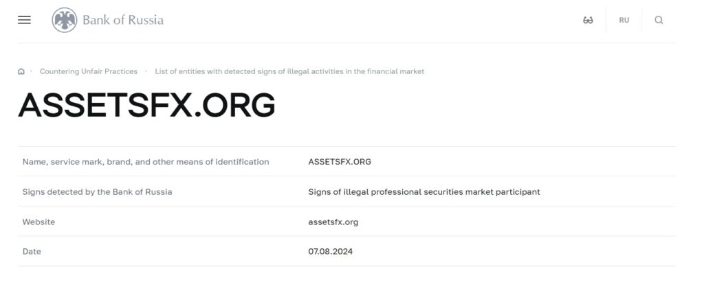 assetsfx bank of russia