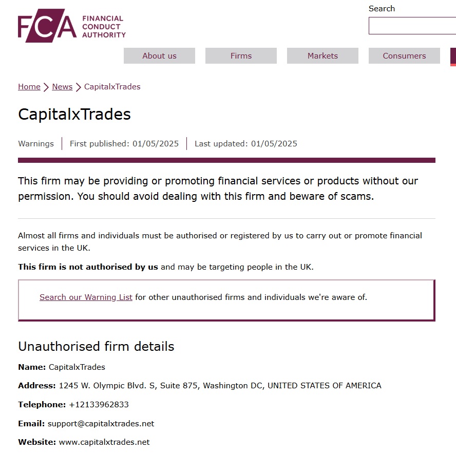 CapitalXTrade FCA