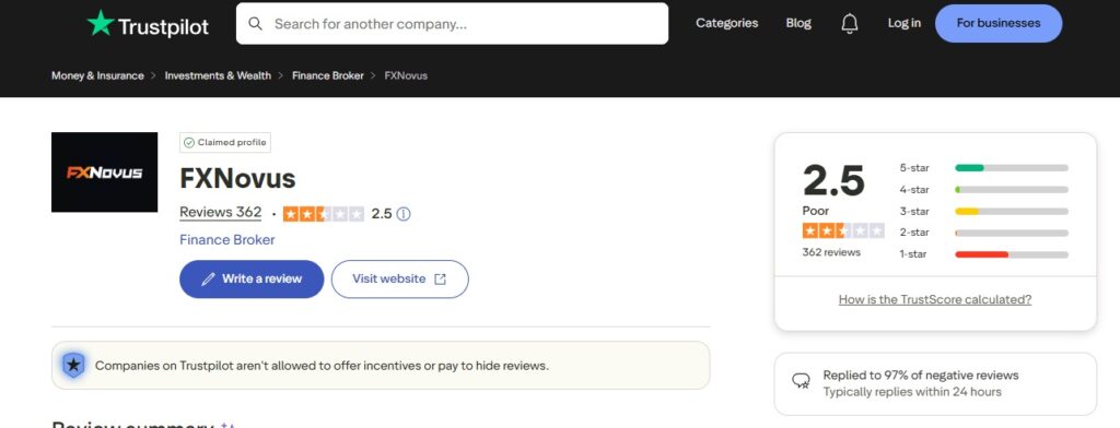 fxnovus trustpilot