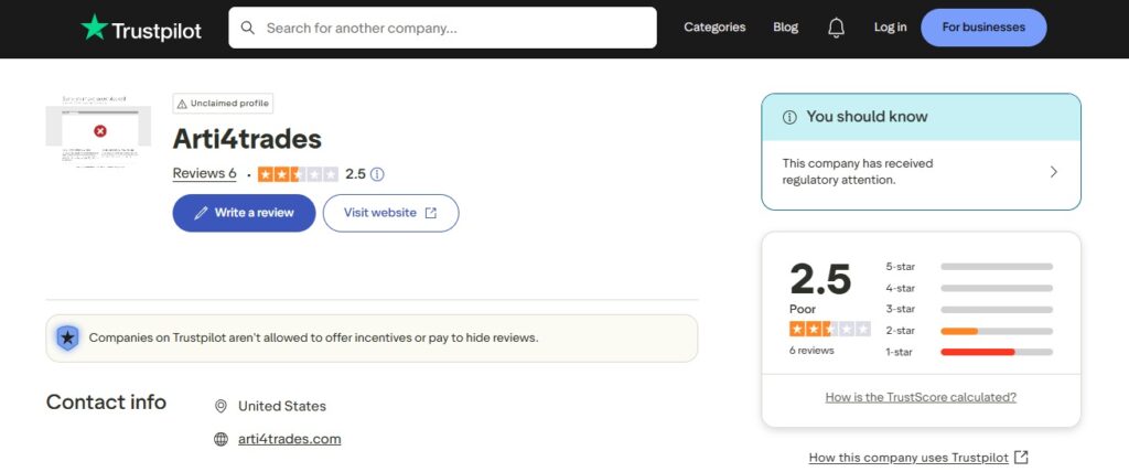 arti4trades trustpilot