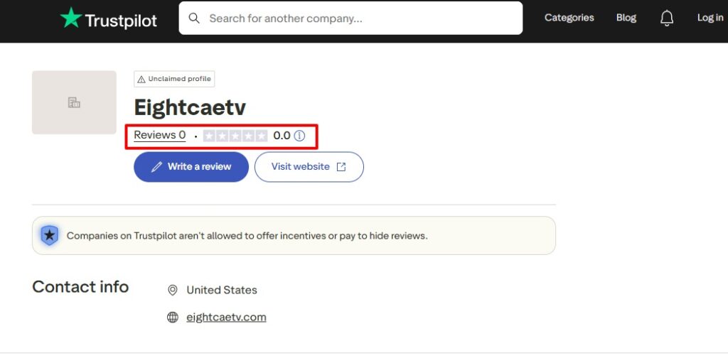 eightcaetv.com trustpilot