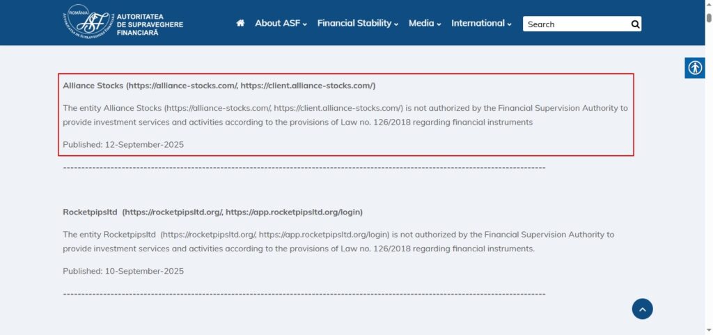 financial supervisory authority warned alliance stocks