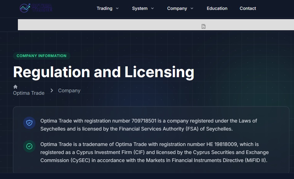 optimatrade regulation