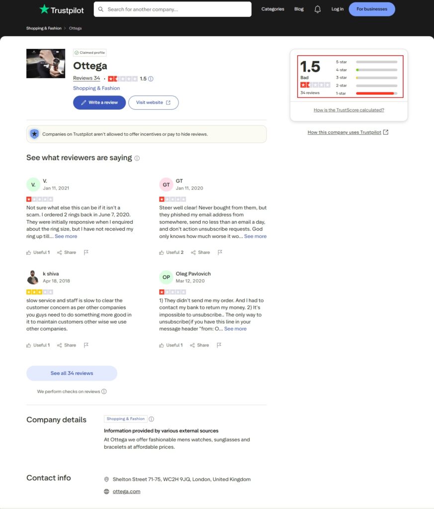 ottega reviews read customer service reviews of ottega com