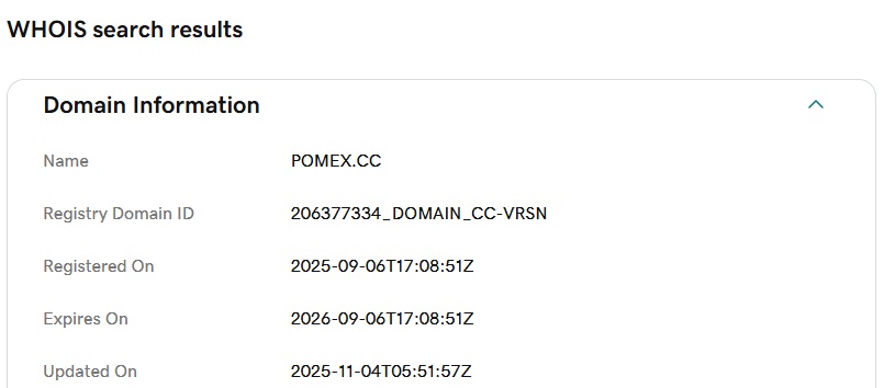 pomex.cc whois