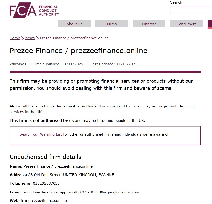 prezzeefinance.online fca