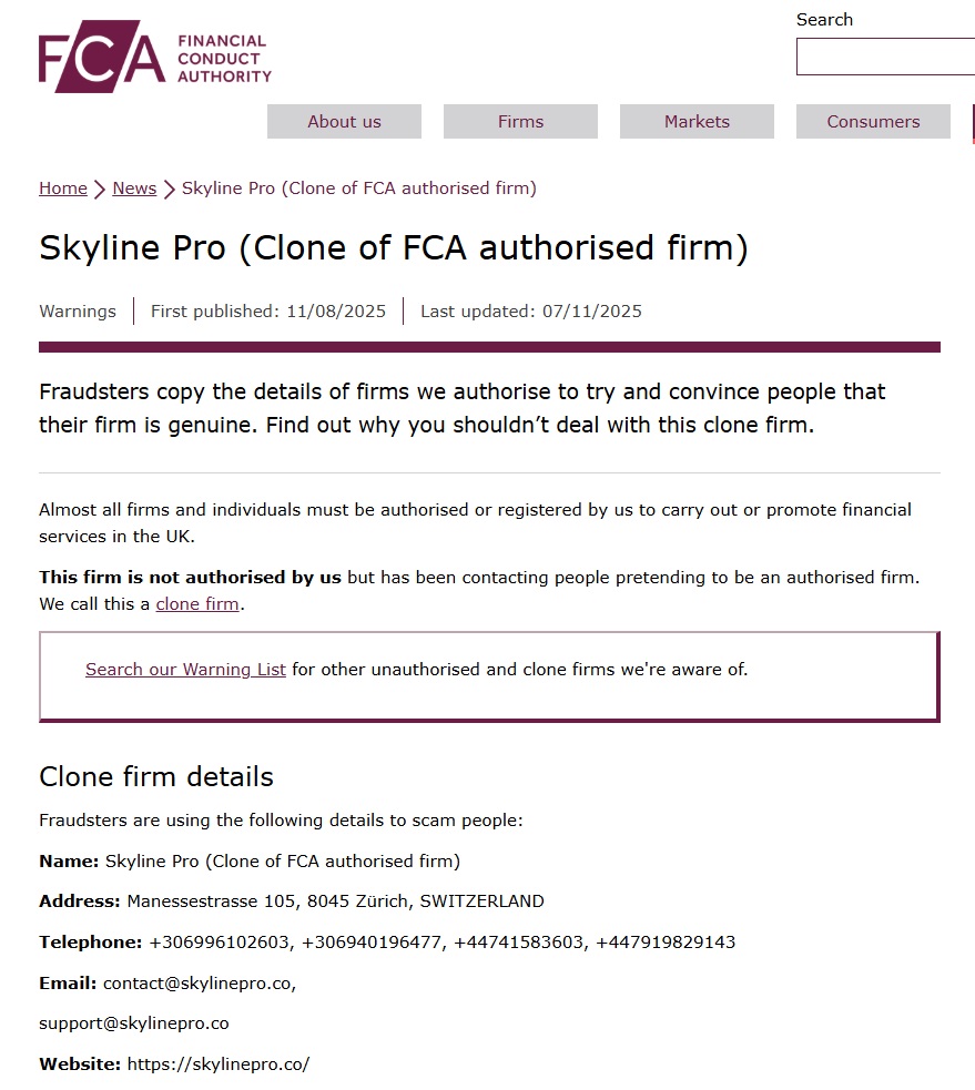 skyline pro fca