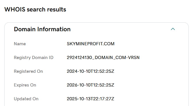 skymineprofit whois