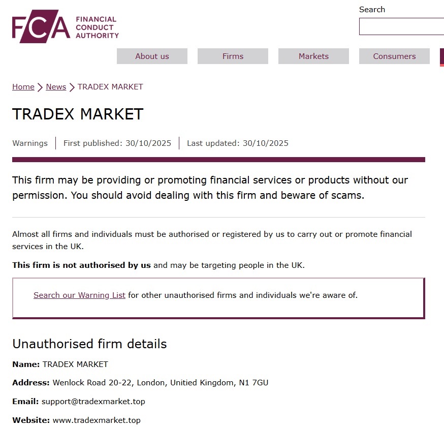 tradex market fca
