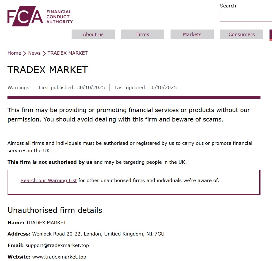 tradex market fca