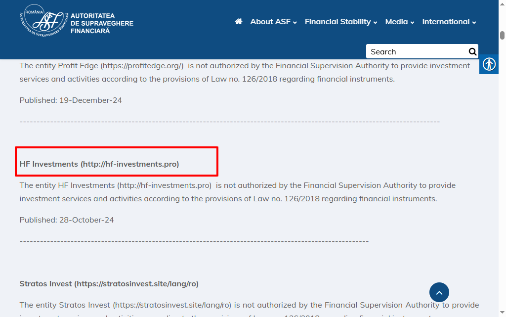 warning hf investment