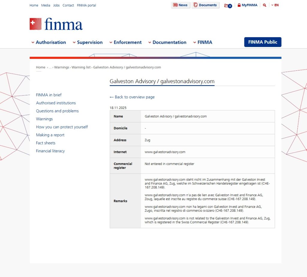 galveston advisory galvestonadvisory com warning list finma